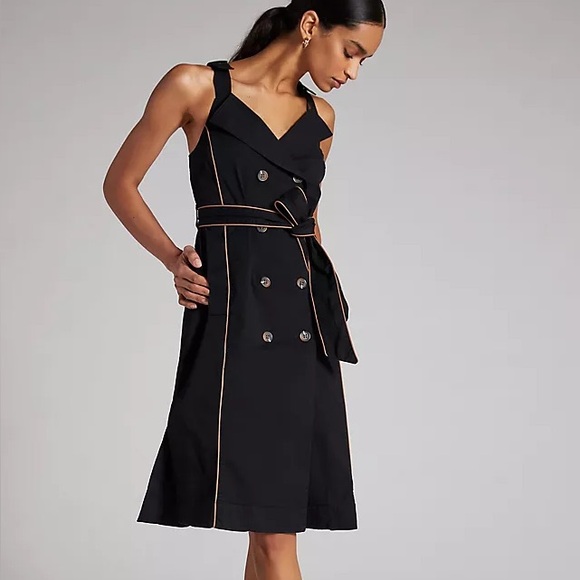 Anthropologie Maeve trench coach midi dress 2 petite - Picture 1 of 4